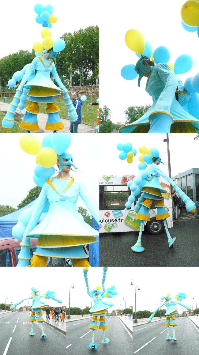 Création et réalisation du costume de l’Echassier pour la Parade de la jongle (Toulouse, Prairie des Filtres), 2011